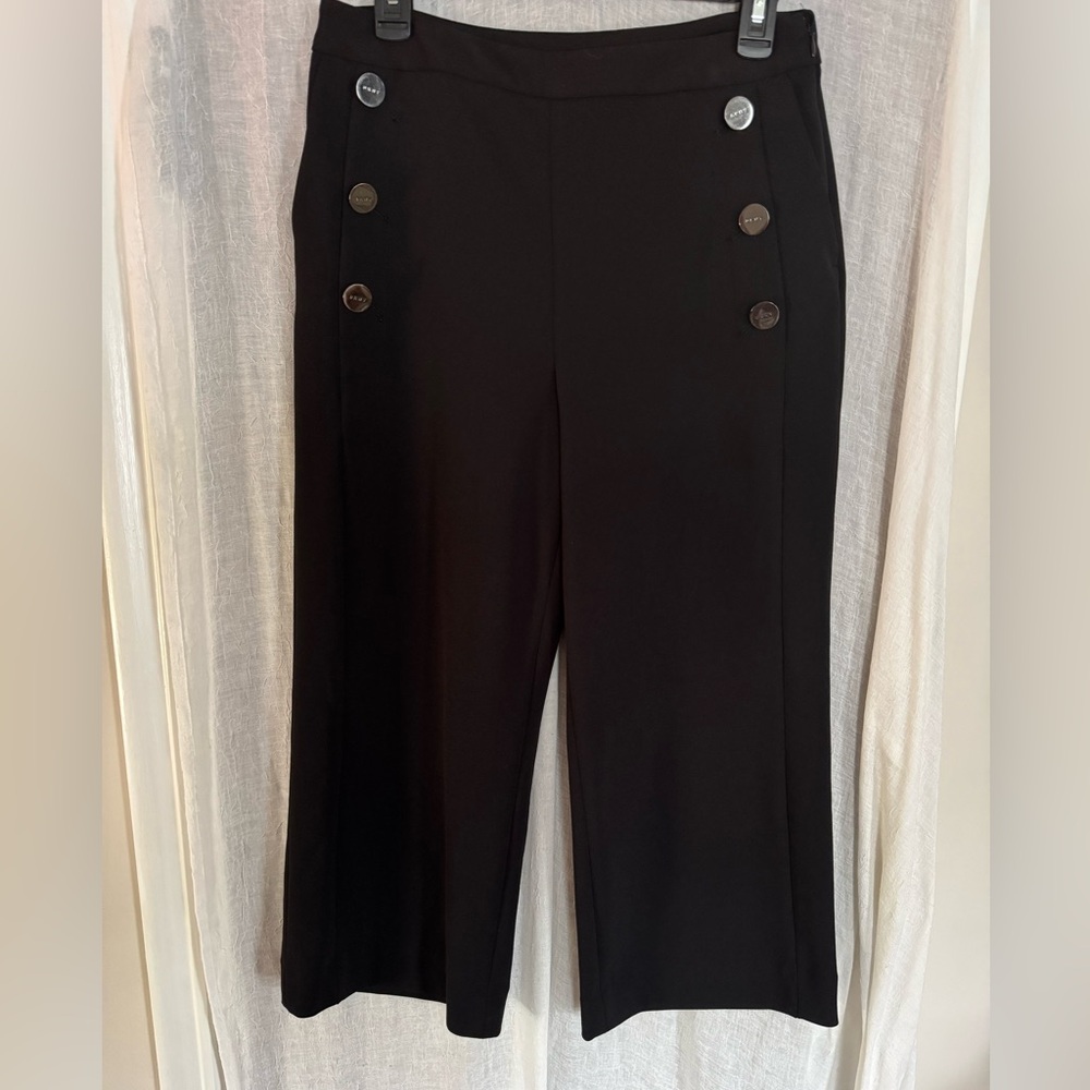 DKNY Black Cropped Wide Leg Dress Pants Sz 6 EUC